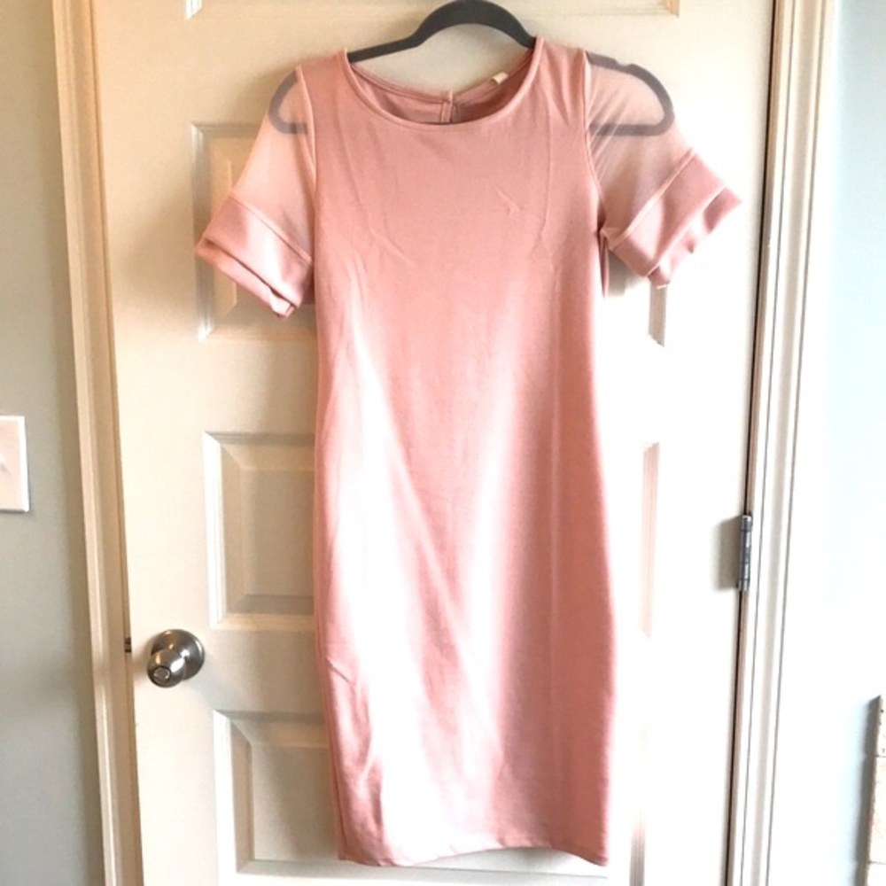 PinkBlush mesh sleeve maternity dress